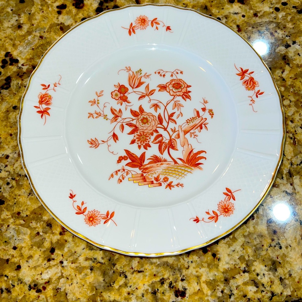 Vintage B&Co Bernardaud Limoges Zinnias Bone China 10 3/4” Plate, PRISTINE, RARE